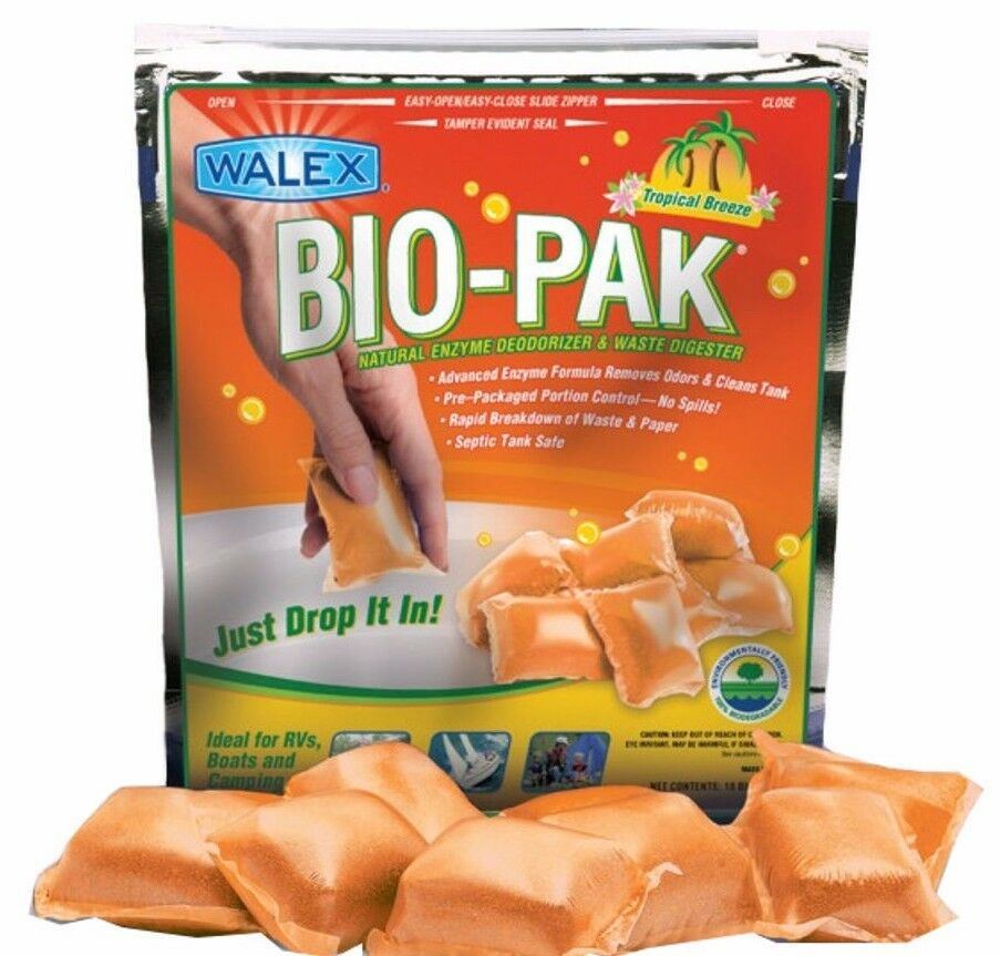 1 x WALEX BIO-PAK DROP IN 15 SACHET CARAVAN TROPICAL TOILET CHEMICAL 043395