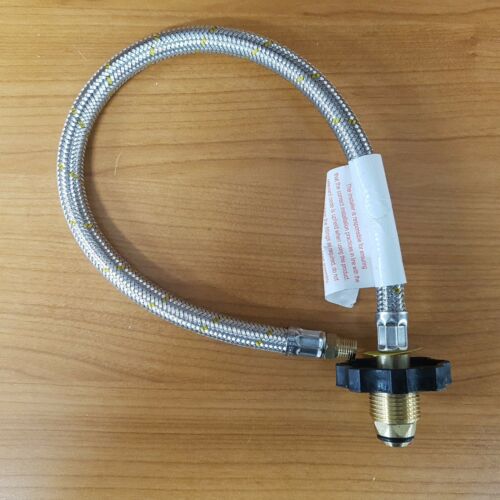 Braided Gas Pigtail Regulator Kit Changeover Twin Cyl Pol 1/4 Inv Flare 600mm