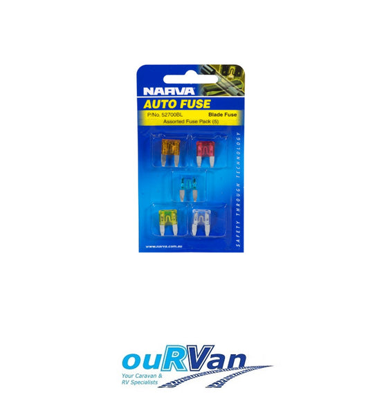 Narva Assorted Fuse Pack Of 5 Mini Blade Fuses Our Van Rv 