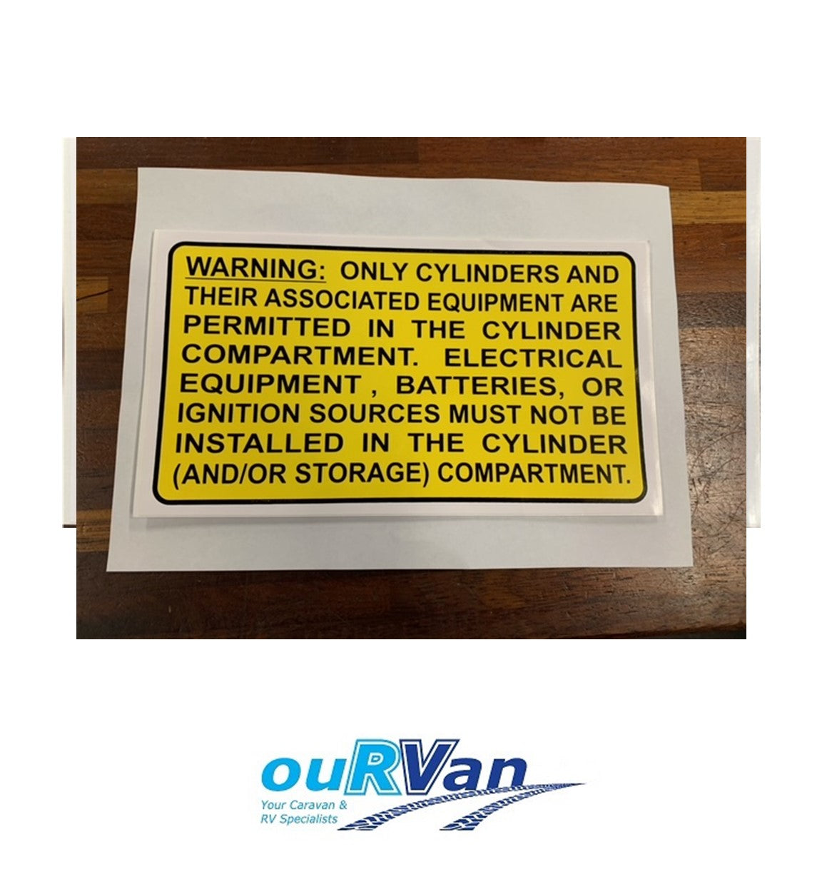 Gas Cylinder Compartment Warning Label