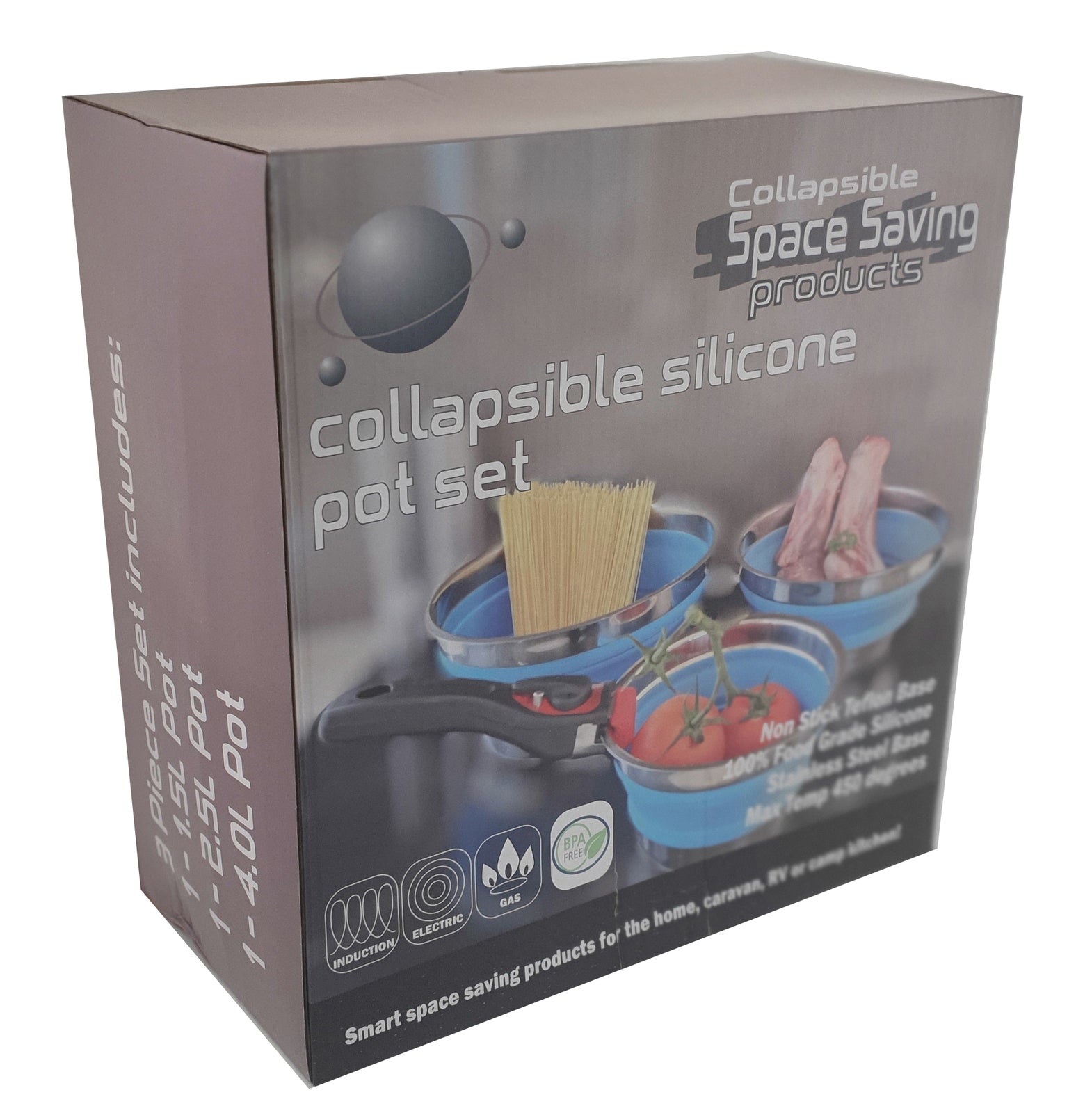 Non Stick Collapsible Silicone Pots - Set of 3