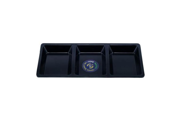 Melamine Platter Tray with 3 Section Divider Rectangular - Black