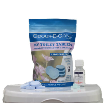 Odour B Gone 50x8g RV Toilet Tablets With 10x2g Mini Oxygen Tablets