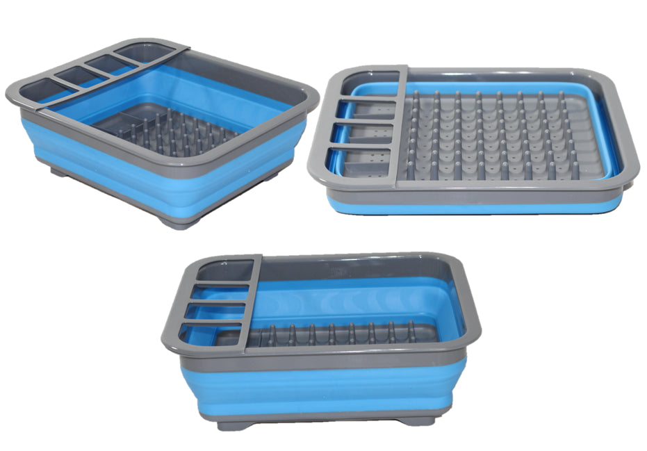 Collapsible Silicone Dish Drainer - Blue