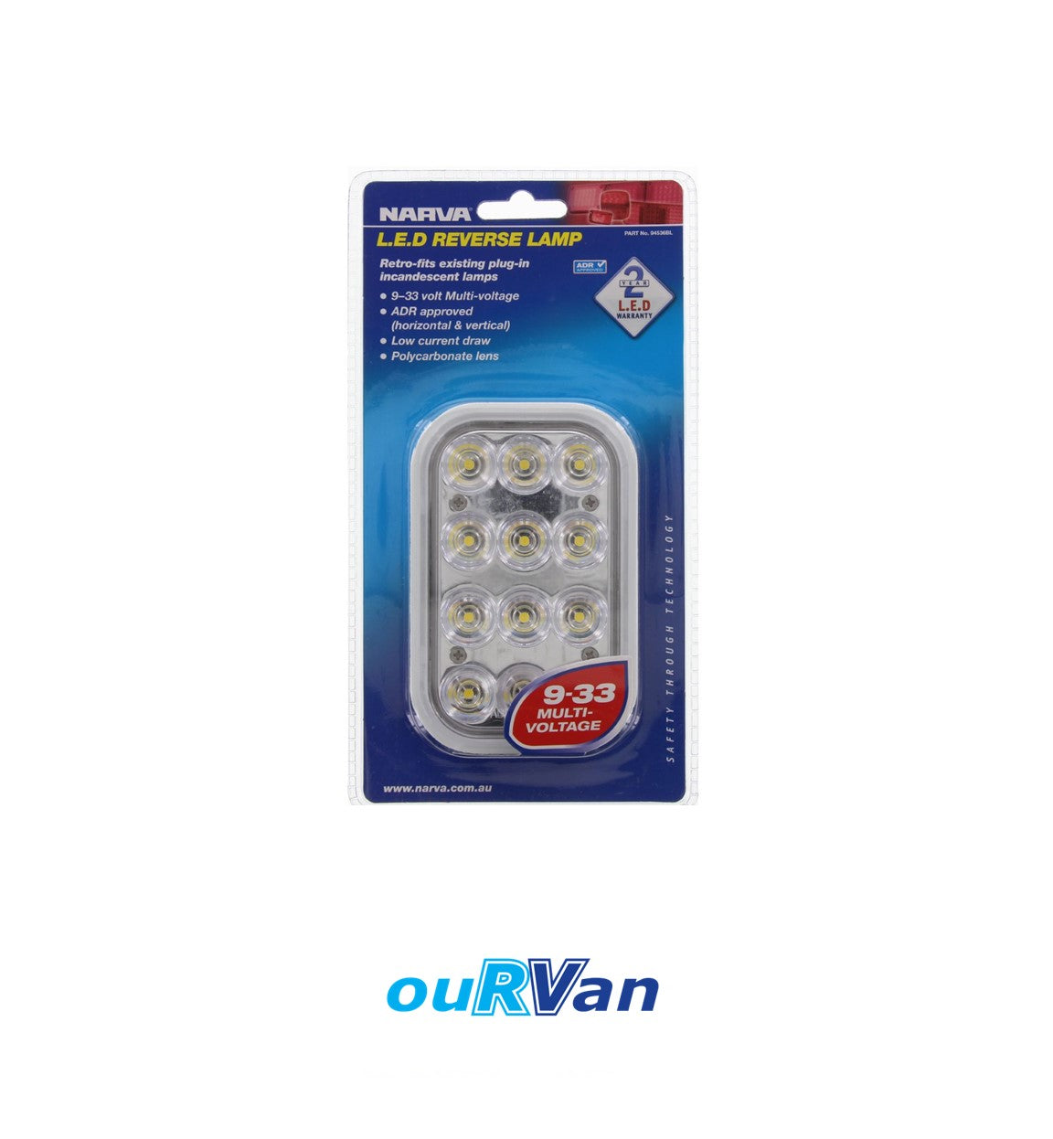 NARVA 9-33 VOLT MODEL 45 LED REVERSE LAMP (WHITE)