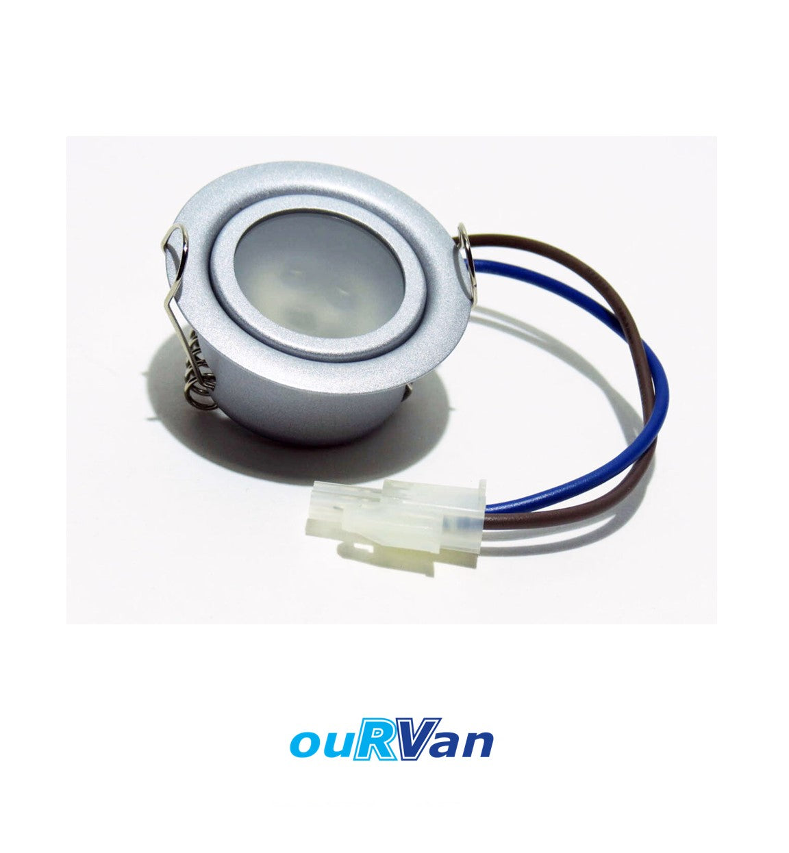 12V Dometic Recessed Light 3 Led Frosted Glass Plug Silver With Leg Spring