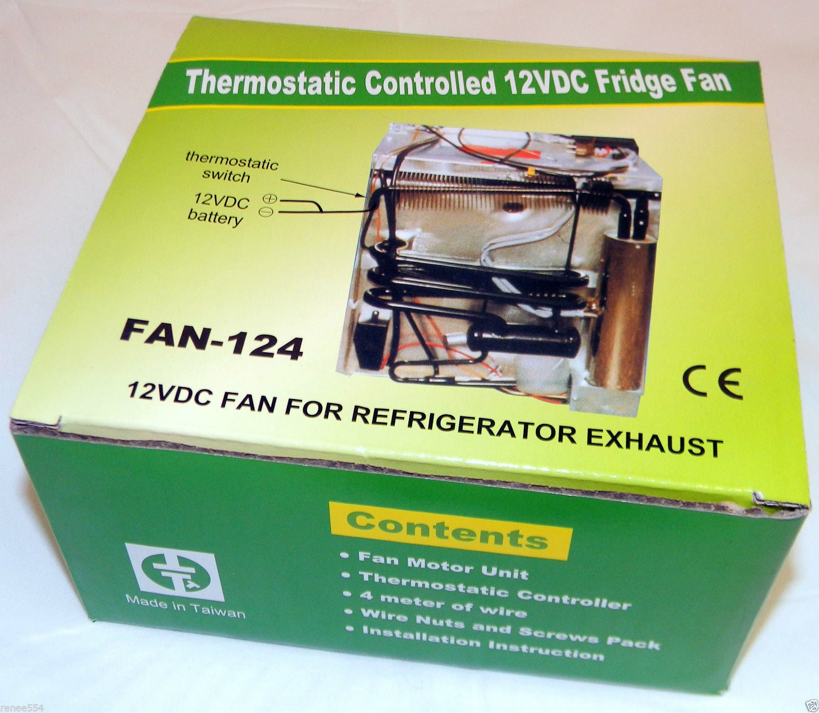 Fridge Fan Thermostatic Controlled 12VDC