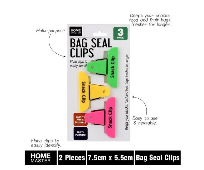 Bag Seal Clips 7.5x5.5cm 3pc