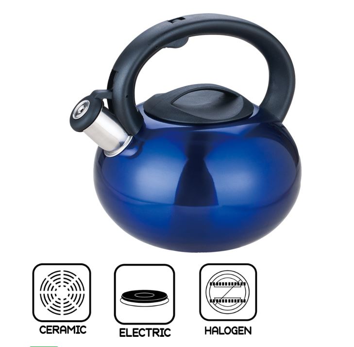 Royal Deluxe Stainless Steel Whistling Kettle 2.5L - Blue