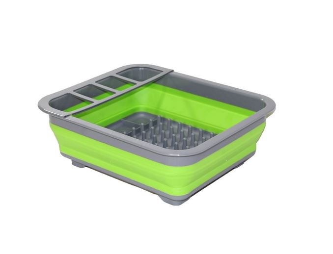 Collapsible Silicone Dish Drainer - Green