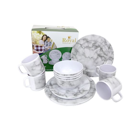 16 Piece Melamine Dinner Set - Marble