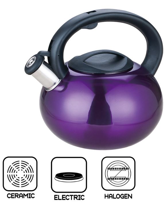 Royal Deluxe Stainless Steel Whistling Kettle 2.5L Purple