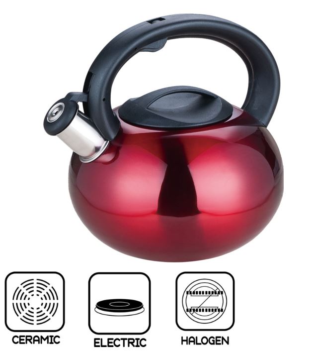 Royal Deluxe Stainless Steel Whistling Kettle 2.5L Red