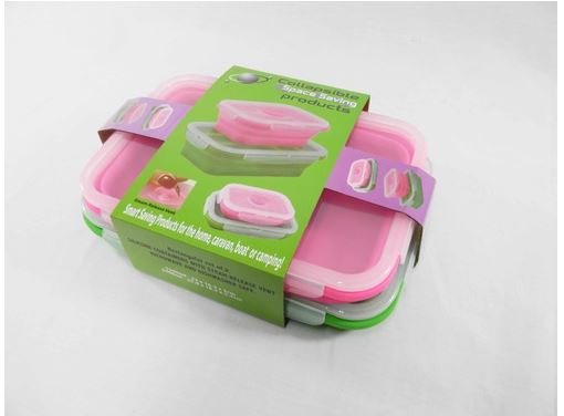 Set of 2 Collapsible Silicone Containers Rectangle