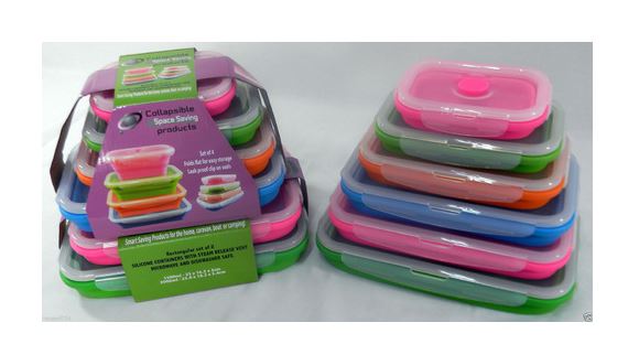 Silicone Rectangle Storage Containers Caravan - Set of 6