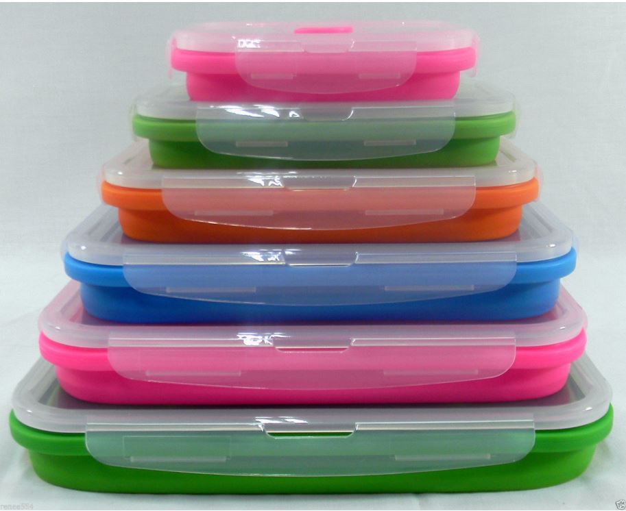 Silicone Rectangle Storage Containers Caravan - Set of 6