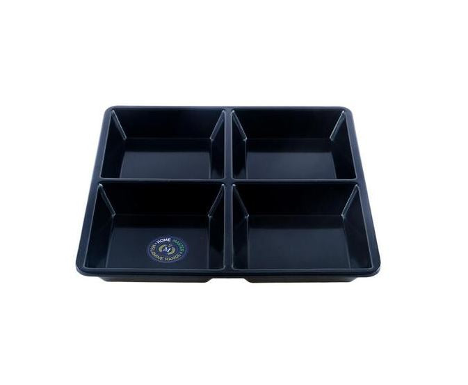 Melamine Platter Tray with 4 Section Divider Square 21cm x 2.5cm - Black