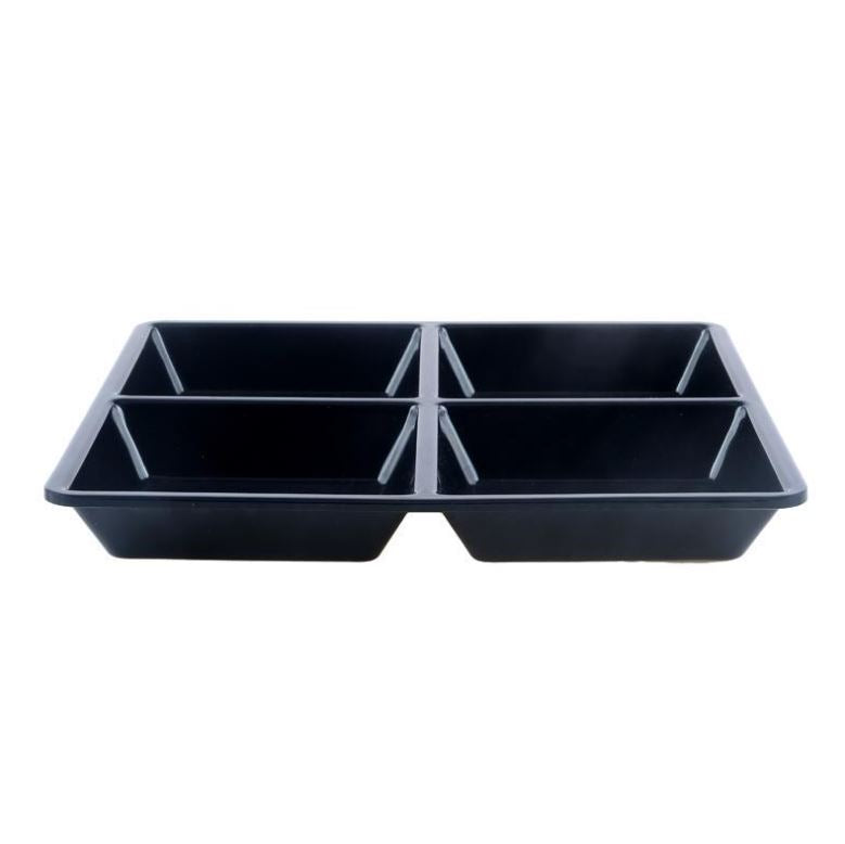 Melamine Platter Tray with 4 Section Divider Square 21cm x 2.5cm - Black