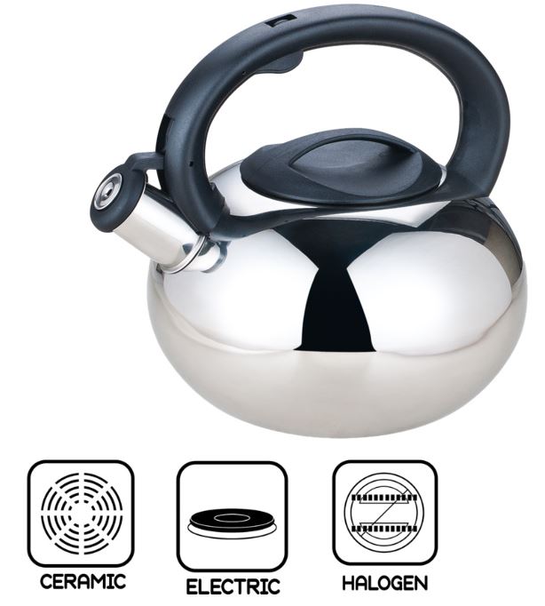 Royal Deluxe Stainless Steel Whistling Kettle 2.5L - Silver