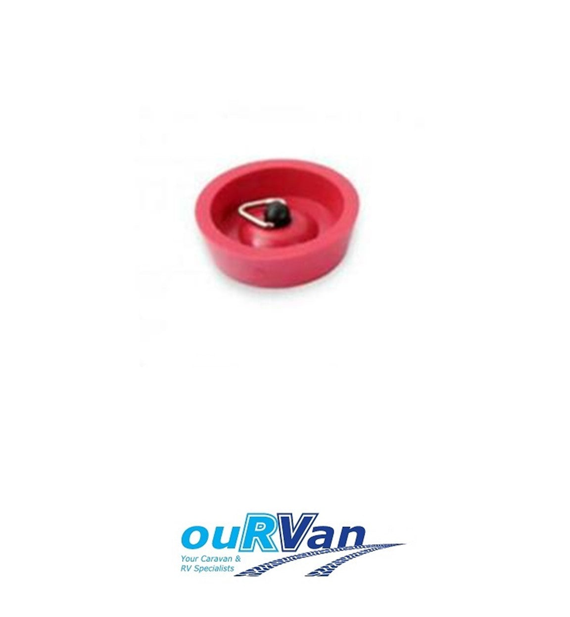 CARAVAN SINK PLUG 32MM RED RUBBER WITH CHAIN HOOK CAMEC 035578