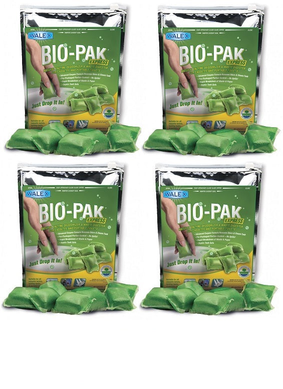 4 X Walex Bio-pak Drop In 15 Sachet Caravan Green Toilet Chemical 03899