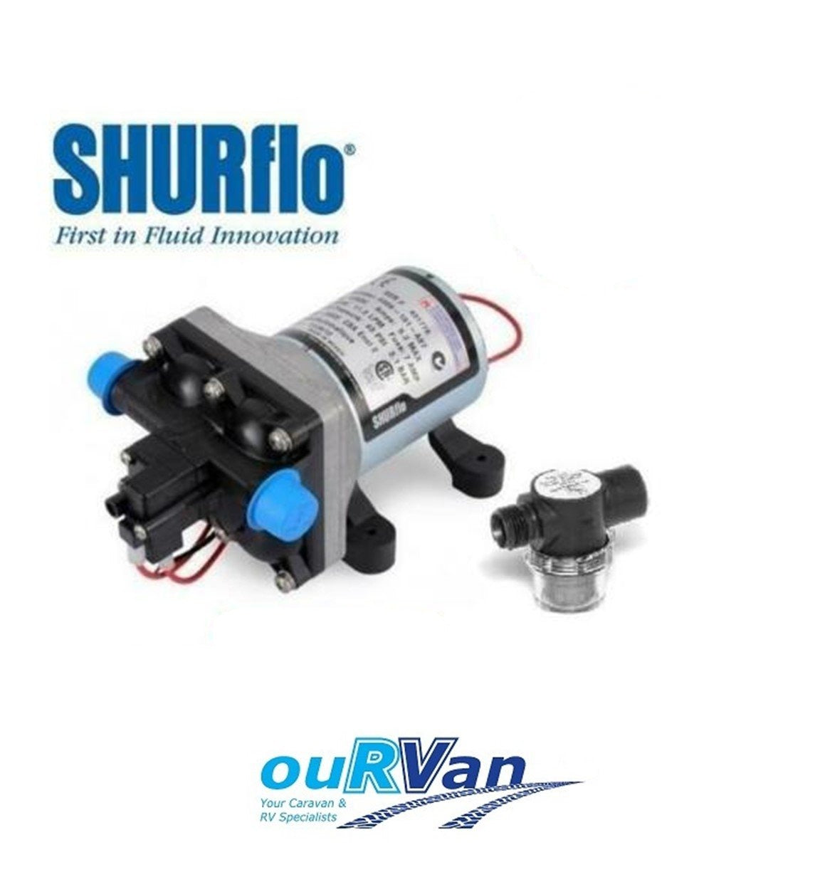 Shurflo 4009 12v Water Pump Caravan 11 L P/m 45psi & Twist On Filter Pack Jayco
