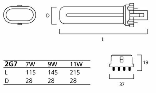 CARAVAN FLOURESCENT 12V 11W GLOBE BULB 4 PIN