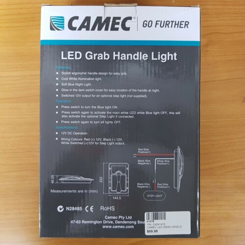 Camec LED Grab Handle Light Chrome Silver Bargman Style
