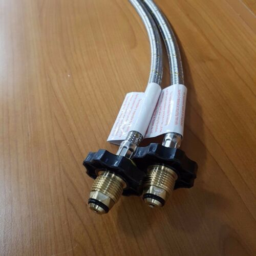 Braided Gas Pigtail Regulator Kit Changeover Twin Cyl Pol 1/4 Inv Flare 450mm - 51-htfp14i450 Kit