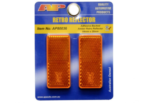 AP Auto Lamps Amber Orange Reflector Pair Stick On Caravan Trailer Retro