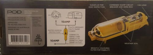 Pod 15AMP-10AMP-240V Caravan Power Adapter With RCD Protection