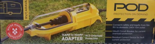 Pod 15AMP-10AMP-240V Caravan Power Adapter With RCD Protection