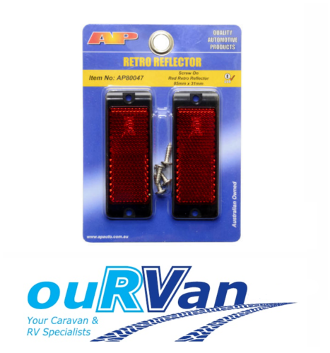 AP Auto Lamps Red Reflector Pair Screw On Caravan Trailer Retro
