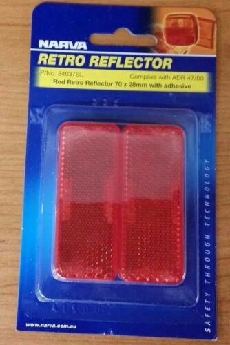 Narva 84037bl Red Reflector Stick On Twin Pack Pair Adhesive 84037 Retro