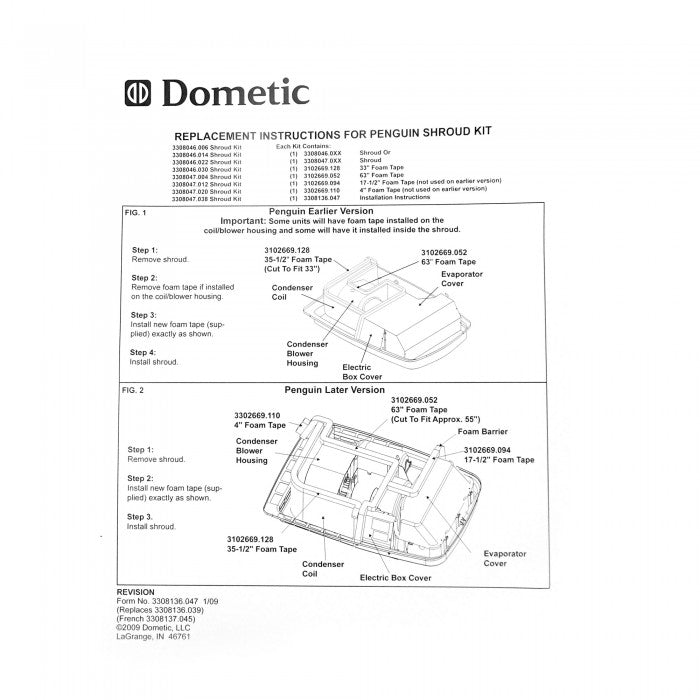 White Outer Shroud For Dometic Air Conditioners 3308046.014