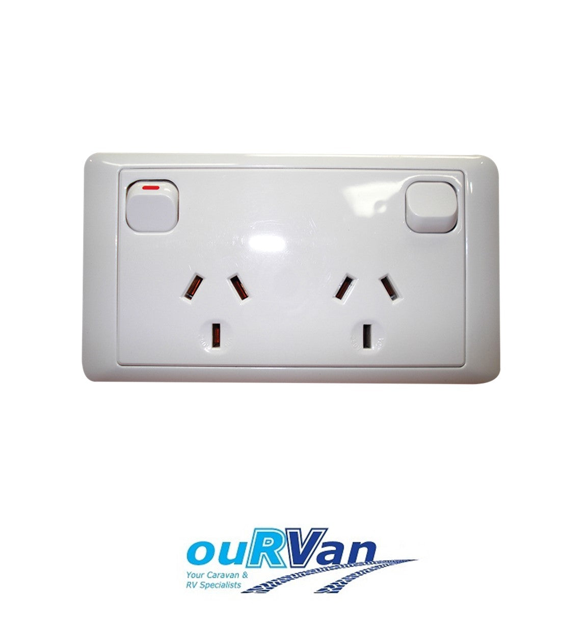 CMS DOUBLE WHITE 10AMP POWER OUTLET W/20AMP INSTALL COUPLERS. J16.2NW