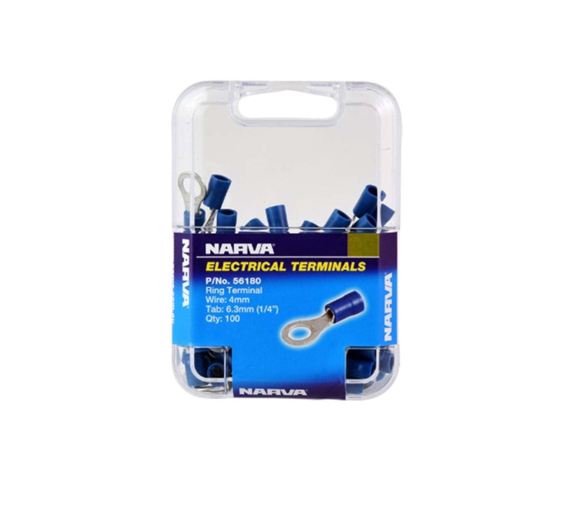 NARVA RING TERMINAL BLUE 6.3mm (100pk) 56180