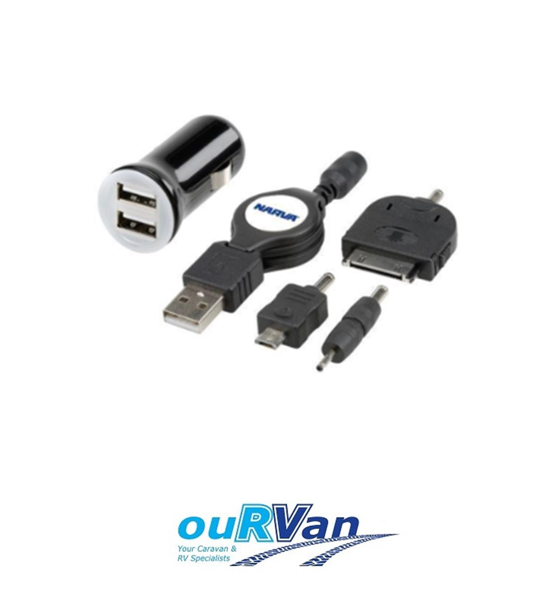 Narva Twin USB Power Adaptor Kit 12V - 24V Caravan Accessory