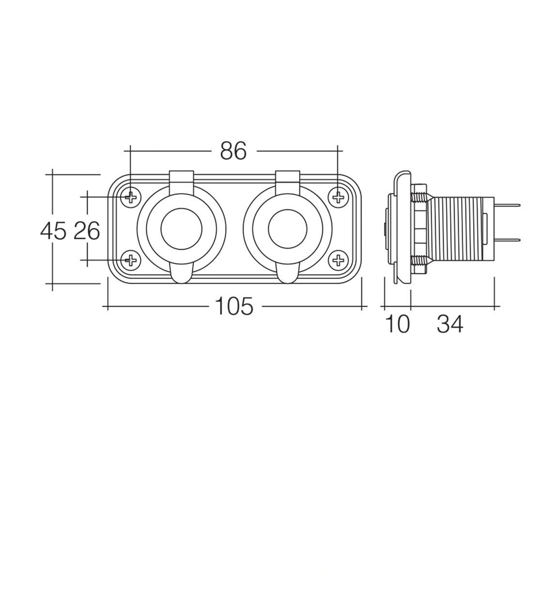 Flush Mount Twin Accessory/dual Usb Sockets 81144bl