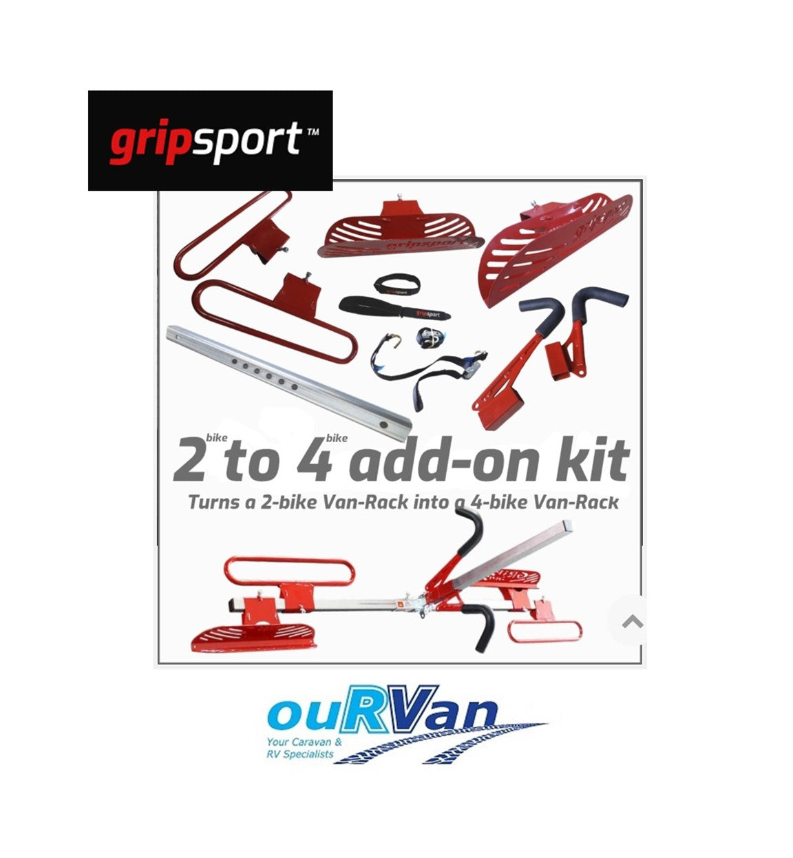 GripSport Add-on kit for Van-rack 2 bike to 4 bike GSR167