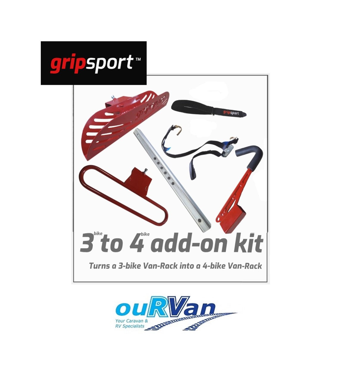 GripSport Add-on kit for Van-rack 3 bike to 4 bike GSR222