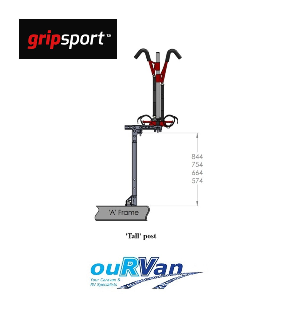 GripSport TALL Bolt On Mount (for van racks) GSR102