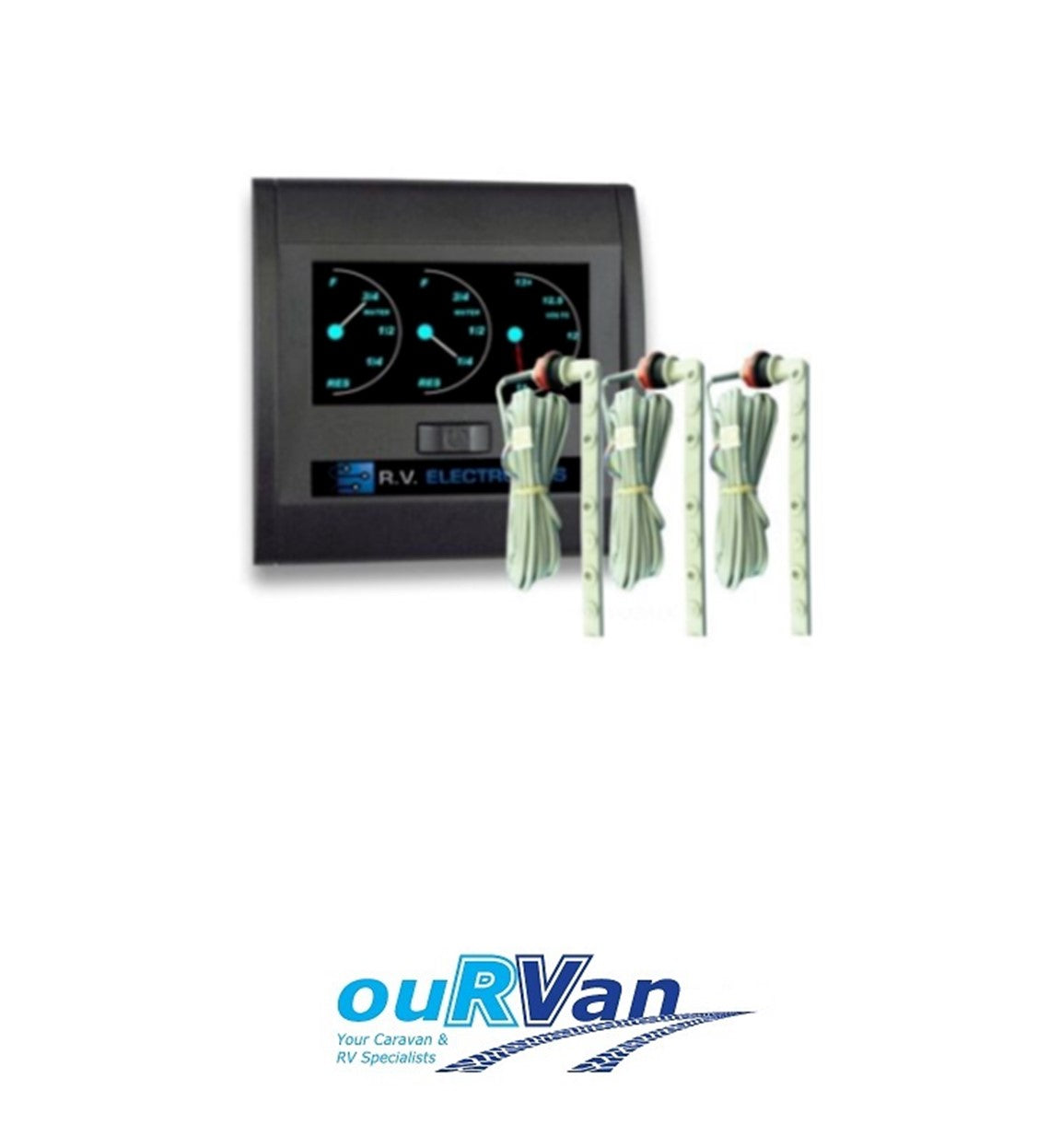 Caravan LCD Triple Tank Water level Gauge Indicator KIT With 3 7.5m Sender Units