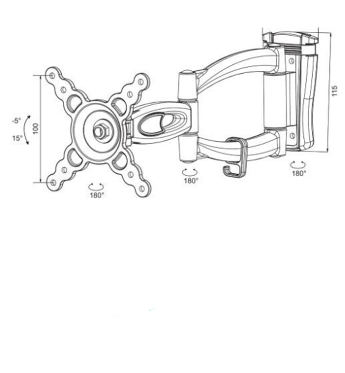 Nce Swivel 2 Arm Tv Wall Bracket Vesa Wb100h